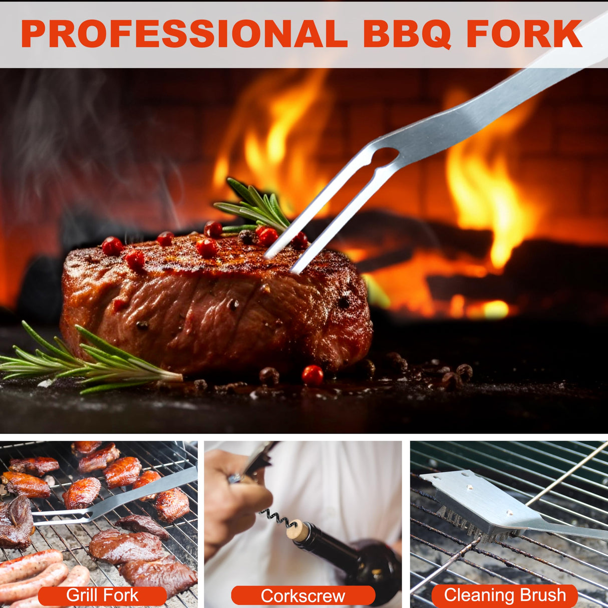 Grilljoy BBQ Accessories Grill Tools Set - 22PCS Stainless Steel Barbecue Grill Accessories for Outdoor Grill with Black Aluminum Case - Grilling Gifts for Men Dad -Grill Tools Kit grilljoy