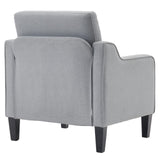 VINGLI Mid Century Modern Accent Chair,Light Grey Fabric Chairs for Living Room Upholstered Armchair with Scooped Arms for Bedroom,Apartment,Studio,Office,Waiting Room VINGLI