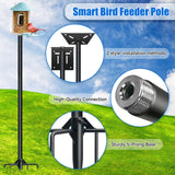 QwayHome Upgrade 80In Smart Bird Feeder Pole, Outdoor Bird House Poles Mount Kit for Bird Buddy Feeder & Wooden Bird House, Adjustable Heavy-Duty Birdhouse Pole Stand Post Set with 5-Prong Base QwayHome