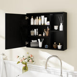 Giantex Medicine Cabinet, Bathroom Wall Cabinet with Mirror Door, 2 Adjustable Shelves, 2 Open Shelves, Vanity Mirrored Cabinet, Over The Toilet Storage Cabinet for Laundry Room Entryway, Black Giantex