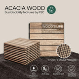 THYOI 10 Pcs Interlocking Deck Tiles, Waterproof Acacia Wood Patio Flooring for Balcony & Outdoor Use (White, 10 Pcs - 12.1 Square Ft) THYOI