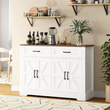 BOTLOG Farmhouse Buffet Cabinet with Storage, 47.2" Storage Cabinet with Drawers, Barn Doors, Sideboard, Bar Cabinet for Kitchen, Dining Room, Hallway, White BOTLOG