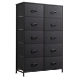 WLIVE Tall Black Dresser for Bedroom with 10 Drawers, Chest of Drawers, Dressers Bedroom Furniture, Storage Organizer Unit with Fabric Bins for Closet, Hallway, Living Room, Entryway WLIVE