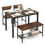 Tangkula Dining Table Set for 4, Kitchen Table and 2 Chairs for 4 with Bench, 4 Piece Dining Table Set for Small Space, Apartment Tangkula