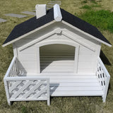 Critter Sitters 27'' Pet House with Porch, Weather-Resistant Dog House for Animals up to 44 Pounds, Waterproof Outdoor Dog House, Ideal for Cats, Dogs, and Rabbits, White Fir Wood Dog Houses CRITTER SITTERS
