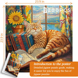 Cat Puzzles for Adults 1000 Pieces and up, PICKFORU Animal Jigsaw Puzzles Collection Funny Sleep Kitty, Book Puzzle for Cat Lovers PICKFORU