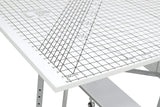 Sew Ready Foldable Hobby and Cutting Grid Table - 58.75" W x 36.5" D White Arts and Crafts Table with Grid Top and Silver Storage Drawers Sew Ready
