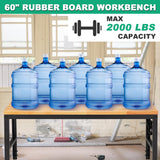 HABUTWAY Height Adjustable Workbench, 60"x20" 2000 Lbs Capacity Solid Wood Work Station Heavy-Duty, with Power Outlets, for Garage Party Shop Office HABUTWAY