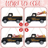 Ferraycle Interchangeable Welcome Sign Christmas Truck Decor Seasonal Door Signs with 12 Holiday Icons Rustic Farmhouse Interchangeable Holiday Decor for Christmas All Seasons(Black) Ferraycle