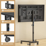 XINLEI Mobile TV Stand with Wheels for Most 21-60 Inch Flat/Curved Screens TVs, Height Adjustable Rolling TV Cart with Shelf, up to 77 lbs, Max VESA 400x400, ML55SE XINLEI
