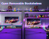 ODK L Shaped Gaming Desk with Hutch, Computer Desk with Storage Shelves, 59" L Shaped Desk for Home Office, Corner Desk with Headphone Hook, Black ODK