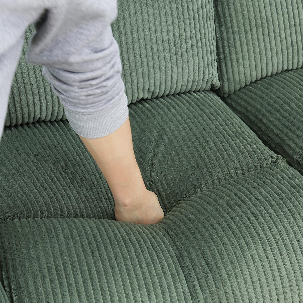 SIENWIEY Recliner Sofa Set for Reclining Living Room Furniture，Green Corduroy Reclining Sofa and Loveseat Set Manual Fabric Reclining Couch Set with 3 Seater Reclining Sofa 2 Seater Loveseat Recliner SIENWIEY