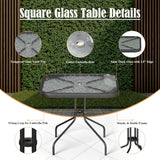 Amopatio Outdoor Dining Set of 5, Patio Table and Chairs Set, Textured Glass Tabletop, 4 Stackable Patio Chairs, Patio Furniture, Balcony, Porch, Lawn- Brown Amopatio