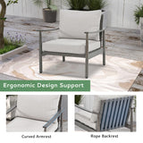 LUXIJOY Patio Furniture Set 7PCS, Aluminum Sectional Sofa Set with Coffee Table and Side Table, Loveseat, 2 Single Chairs, 2 Ottomans, Outdoor Conversation Set for Porch, Lawn, Greige & Grey LUXIJOY