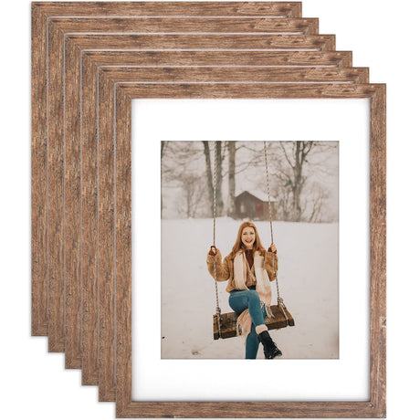 TOFOREVO 11x14 Picture Frames Set of 6 Rustic Wood Grain Photo Frame for Gallery Wall Mounting TOFOREVO