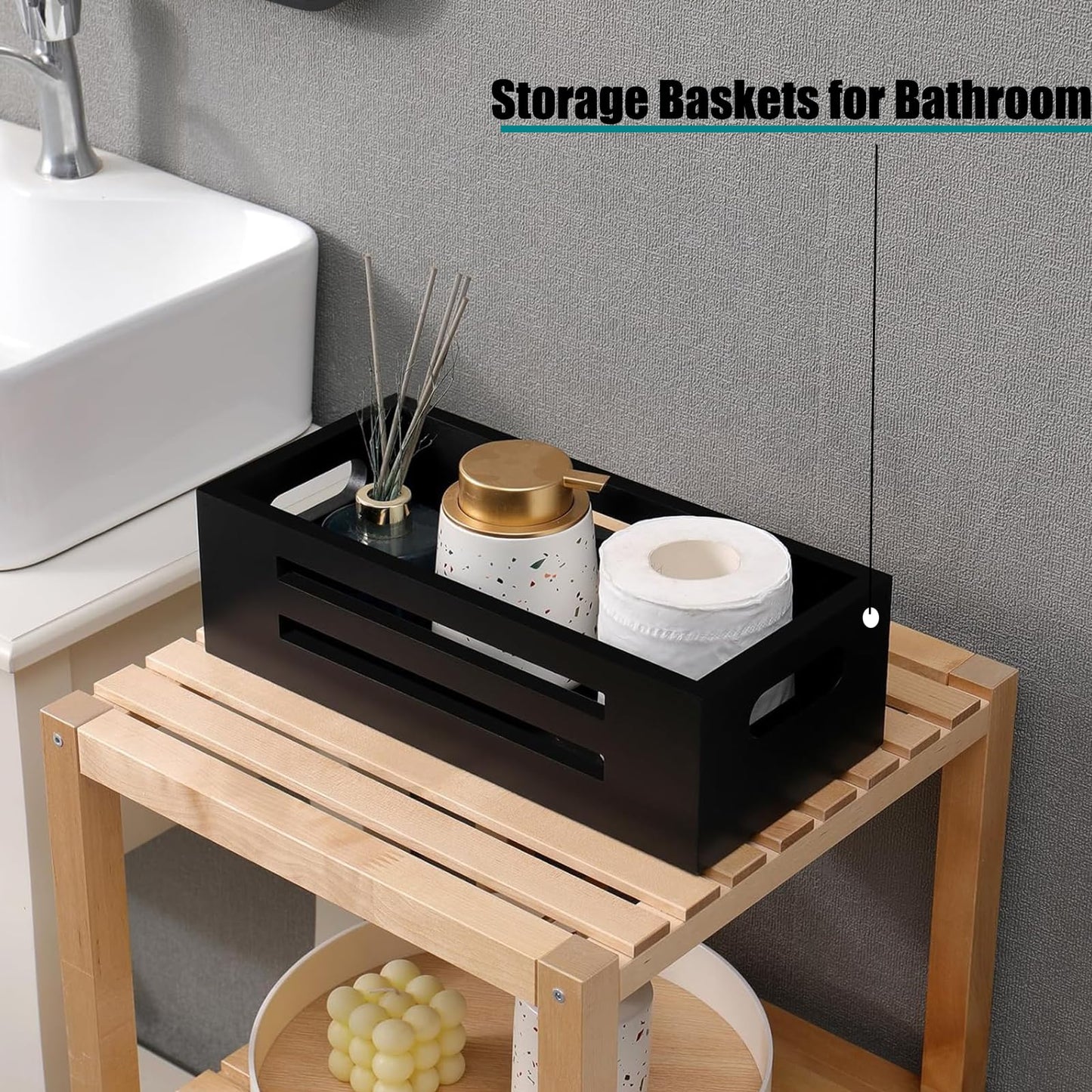 HTAYUXWO Bathroom Decor Box Toilet Paper Holder Toilet Tank Basket,Farmhouse Toilet Paper Rustic Decor Boxes for Kitchen Utensil Holder Caddy,Storage Baskets for Bathroom