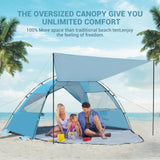 Elegear Beach Tent Sun Shelter with Canopy, 4-5 Person Pop Up Beach Tent, Easy Setup UPF 50+ UV Protection Portable Lightweight Double Silver Coating Beach Cabana Sun Shade Shelter - Sky Blue Elegear