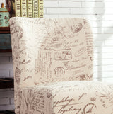 Roundhill Furniture Capa Print Fabric Armless Contemporary Accent Chair, Script Roundhill Furniture