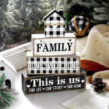 Cinnvoice Farmhouse Wooden Tabletop Decor Home Tiered Tray Decor Rustic Retro Family Home Sweet Home This Is Us Wood Sign Neutral Decorations for Coffee Shelf Desk Centerpiece Decoration Cinnvoice