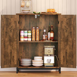 FIONESO Storage Cabinet, Farmhouse Cabinet with Barn Doors & Shelf, Entryway Cabinet, Small Cabinet for Living Room, Dining Room, Entryway, Rustic Brown FIONESO