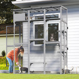 TIMHAKA Catio Playground Window Cat Catio Outdoor Cat Enclosure, Large Catio for Multiple Indoor Cats, Outdoor Cat House with Waterproof Roof, Platforms, Sleeping Box and Bridges, 74.8" x 33.5" x 100" TIMHAKA