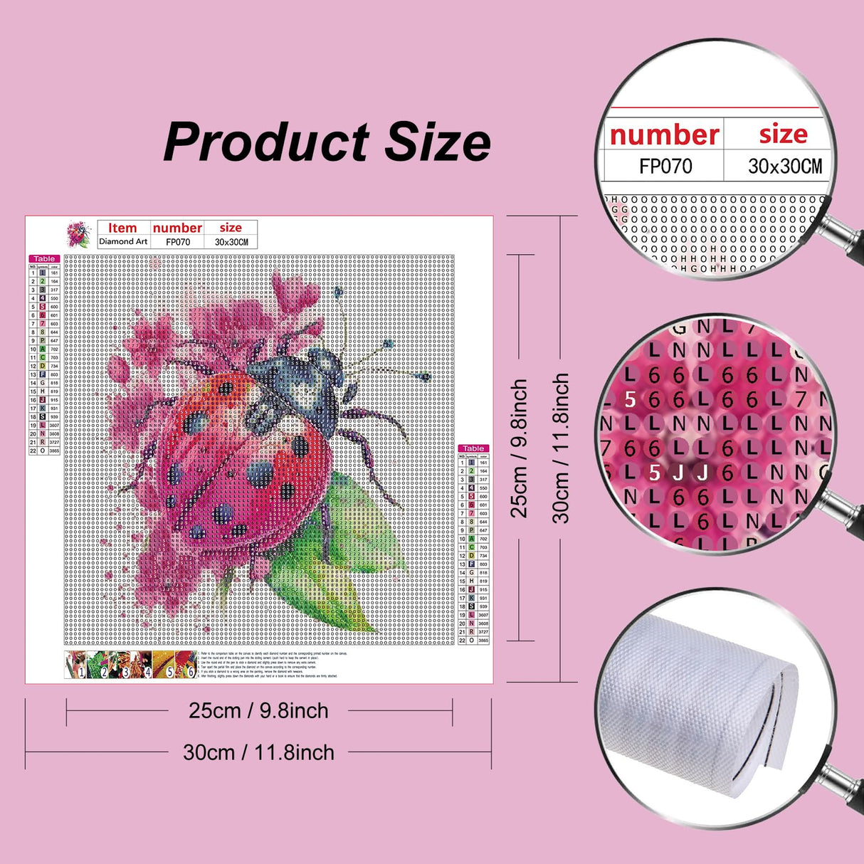 PFFNGPEN Diamond Painting Kits for Adults, 5D DIY Ladybug Diamond Art Kits for Beginners, Full Drill Round Diamond Art for Home Wall Decor, Flower, 12x12 inch PFFNGPEN