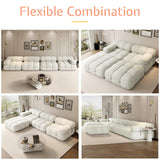 Jocisland 110'' Modular Compression Sectional Sofa Couches for Living Room Apartment, Oversize L Shaped Cloud Couch with Reversible Chaise Ottoman, Comfy Modern 4 Seater Boucle Floor Loveseat, Beige Jocisland