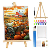 MOGTAA Fall Pumpkin Paint by Numbers Kit for Adults Beginners with Frame, Autumn Farm Adult Paint by Number Kits on Canvas with Easel, Easy DIY Oil Painting Kits for Home Decor, 8x12in MOGTAA