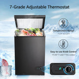 R.W.FLAME Chest Freezer 3.5 Cubic Feet with 2 Removable Baskets and Defrost Water Drain, Deep Freezer, Adjustable Temperature, Energy Saving, Top Open Door Compact Freezer (3.5 Cubic Feet, Black) R.W.FLAME