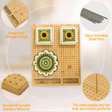 Crochet Blocking Board with 15 Stainless Steel Pegs - 13 x 12 Inch Granny Square Blocking Board, Blocking Boards for Crochet Projects Gifts for Mom, Grandmothers Adnkwolivt