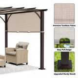 MASTERCANOPY 10' X 12' Outdoor Retractable Pergola with Adjustable Roof, Metal Patio Pergola for Backyard, Garden and Deck,Griege MASTERCANOPY