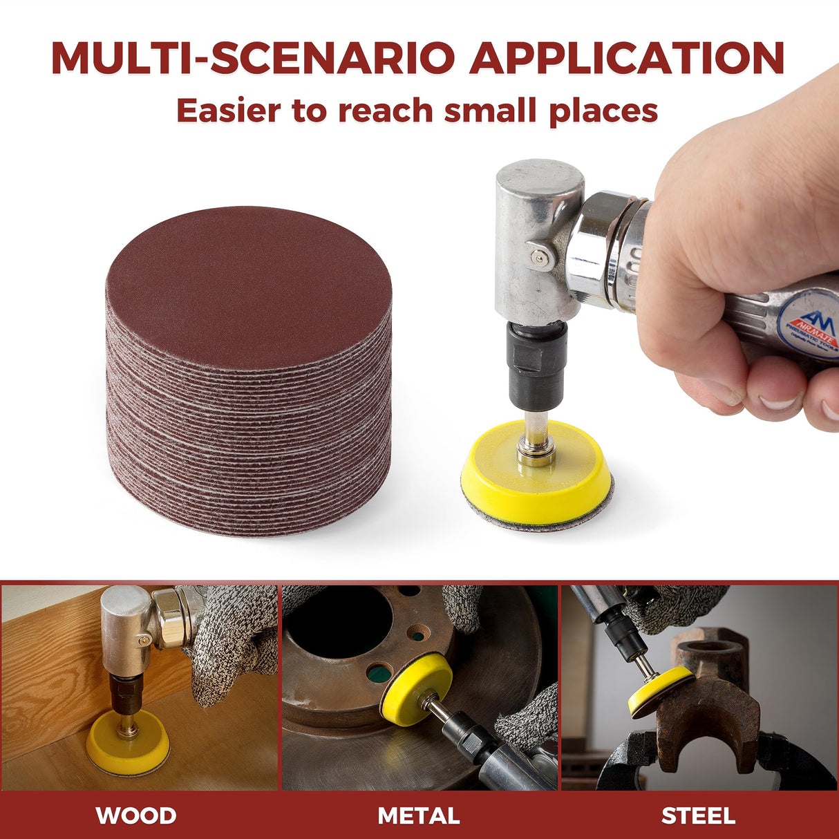 S SATC 100PCS 2 Inch Sanding Disc Hook and Loop Sandpaper 60 Grit Grinder Rotary Tools Attachment Aluminum Oxide Sanding Discs for Woodworking Wood Automotive Metal No-Hole S SATC