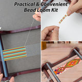 COSYOO Wooden Bead Loom Kit, Jewelry Making Bead Tools with Threads Tweezers, 3 Bags of Beads, Jewelry Making Tool COSYOO