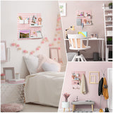 VUSIGN Pegboard Combination Wall Organizer Kit, 4 Pieces Pegboards and 17 Accessories Modular Hanging, Wall Mount Display Peg Board Panel Kits for Bedroom, Home, Office, Bathroom, 22" x 22", Pink VUSIGN
