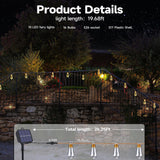 Solar Outdoor String Lights, 20Ft Vintage Rope Hemp Solar Patio Lights, Waterproof Warm White Solar Powered String Lights With 8 Modes 16 Shatterproof Bulbs for Garden Fence Stairs Balcony Café Bistro Jnaurb