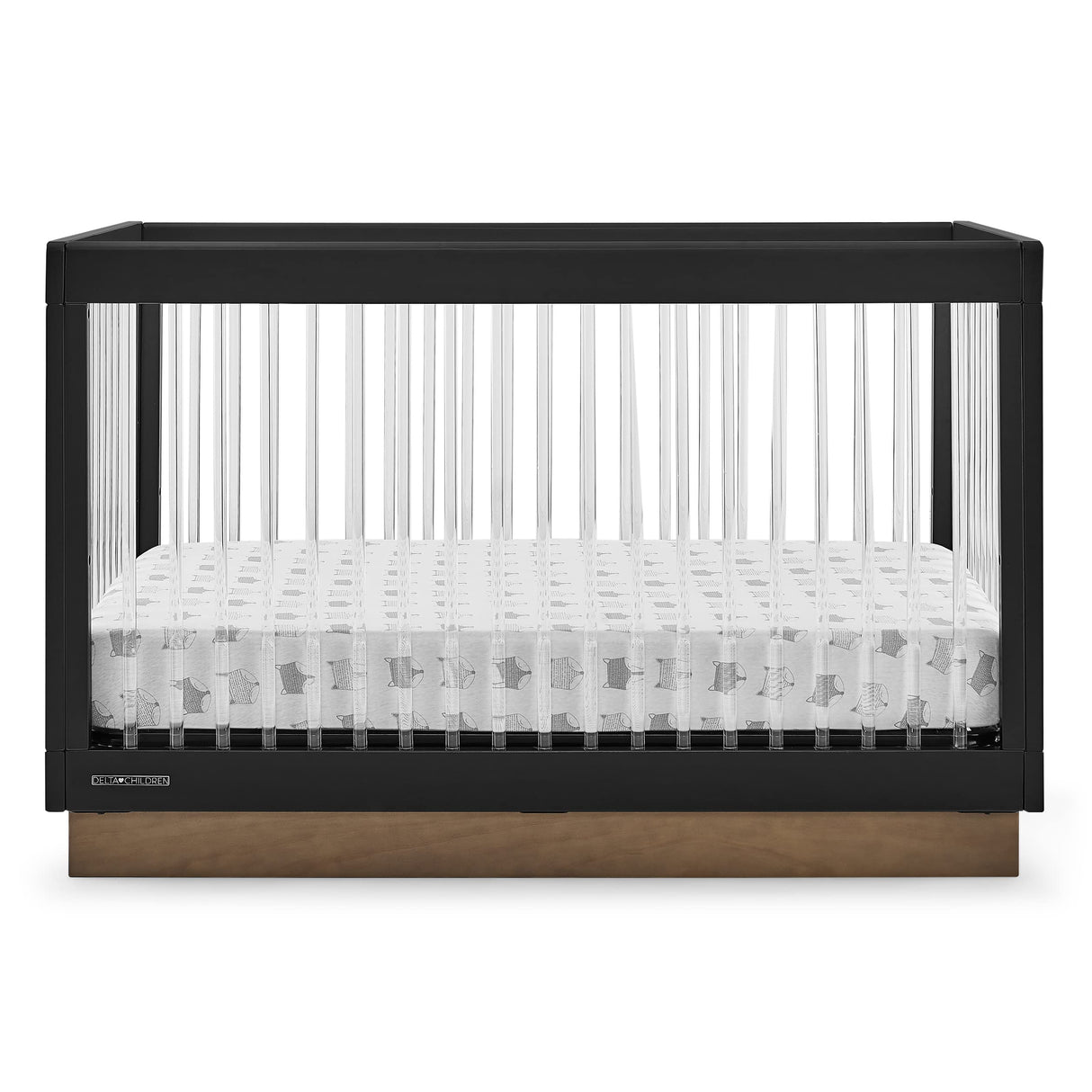 Delta Children James Acrylic 4-in-1 Convertible Crib - Greenguard Gold Certified, Midnight Grey/Acorn Delta Children