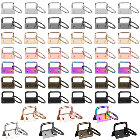 Key Fob Hardware, modacraft 42PCS 1 Inch 7 Colors Keychain Hardware Set Key Fob Hardware for Wristlet Keychain, Key Lanyard and Key Chain Making Hardware Supplies Modacraft