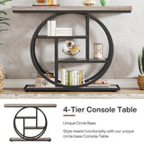Tribesigns 41.3" Console Table, Industrial 4-Tier Sofa Table Entryway Table with Circle Base, Narrow Wood Accent Tables with Storage Shelves for Living Room, Hallway, Foyer, Gray Tribesigns