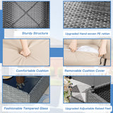 Shintenchi 5 Pieces Outdoor Patio Furniture Sets, Patio Sectional Sofa Couch, Gray PE Wicker Furniture Modular Patio Conversation Sets Patio Sofa with Washable Cushions & Table（Khaki） Shintenchi