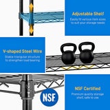 Heavy Duty N.S.F. Certified 4‑Tier Steel Wire Shelving with Wheels, 800 lb Commercial Storage Rack, Adjustable Utility Shelf for Home, Garage, Restaurant Storage Shelves (Black, 46" x 17.7" x 65") Generic