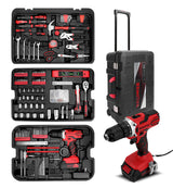 KingTool Home Tool Set Kit - 286 PCS Home Auto Repair Tool Kit with Rolling Tool Box, Mechanic Tool Sets with 21V Max Cordless Power drill, Perfect for Homeowner, Diyer, Handyman KINGTOOL