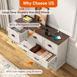 chartustriable 55" Farmhouse 7 Drawers Dresser Chests for Bedroom w/Deep Big Drawers, Tall Wide Wood Country Rustic Chest of Drawers, Storage Dressers for Bedroom, Living Room,Antique White chartustriable