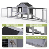 COZIWOW 2 Story 83”Wood Assembled Rabbit Hutch Indoor&Outdoor Bunny Cage with Double Runs and Weatherproof Roof, Guinea Pig Pet House for Small Animals（Gray） COZIWOW