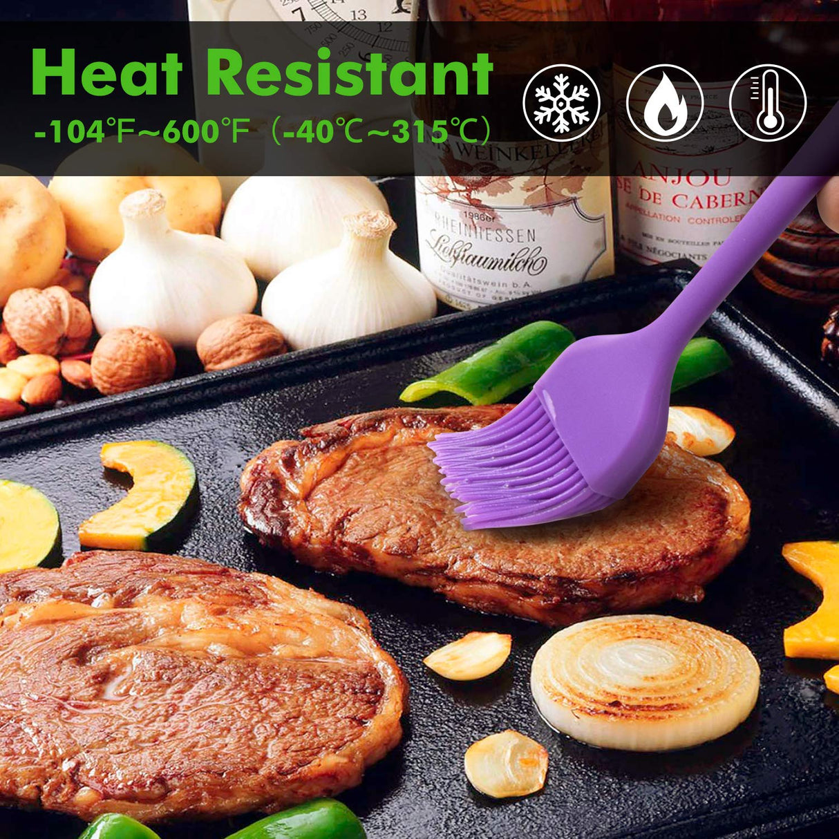 HOTEC Silicone Heat Resistant Marinading Meat Grill Basting Pastry Brush for Oil Butter Sauce Sausages Desserts Turkey Baster Grill Barbecue, Multicolor HOTEC
