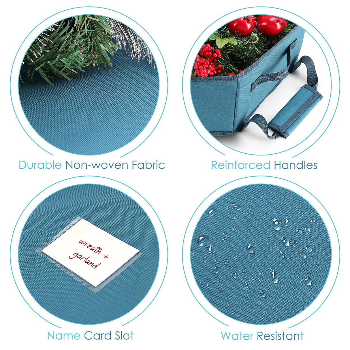 Hearth & Harbor Wreath Storage Container - Hard Shell Christmas Wreath Storage Bag with Interior Pockets, Dual Zipper and Handles - 36" Premium Wreath Storage Organizer Box Hearth & Harbor