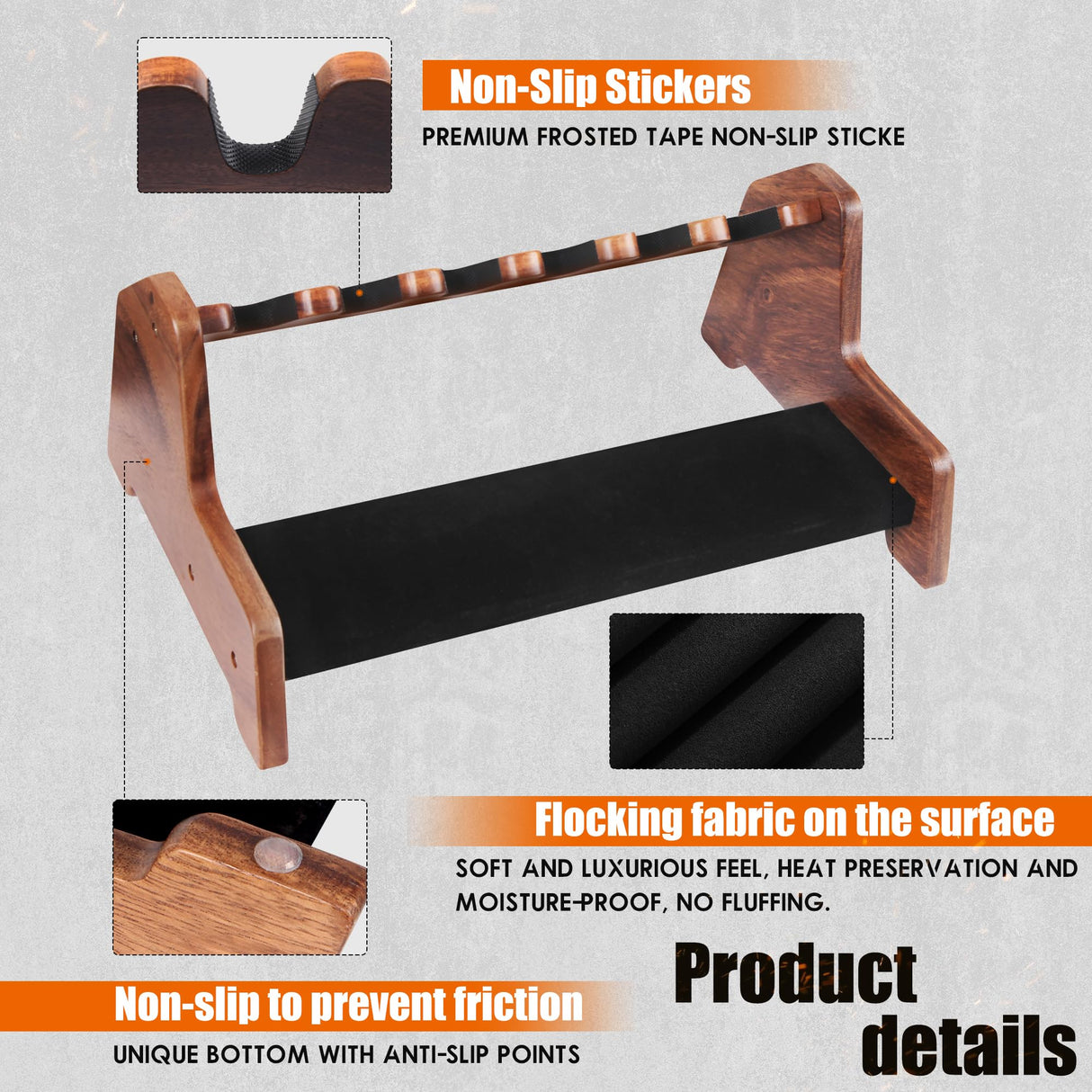 simesove Walnut Wood Pistol Rack Gun Rack, Gun Safe Pistol Storage, Gun Safe Accessories Organizer, 6 Pistol Rack Holder with Carpeted simesove