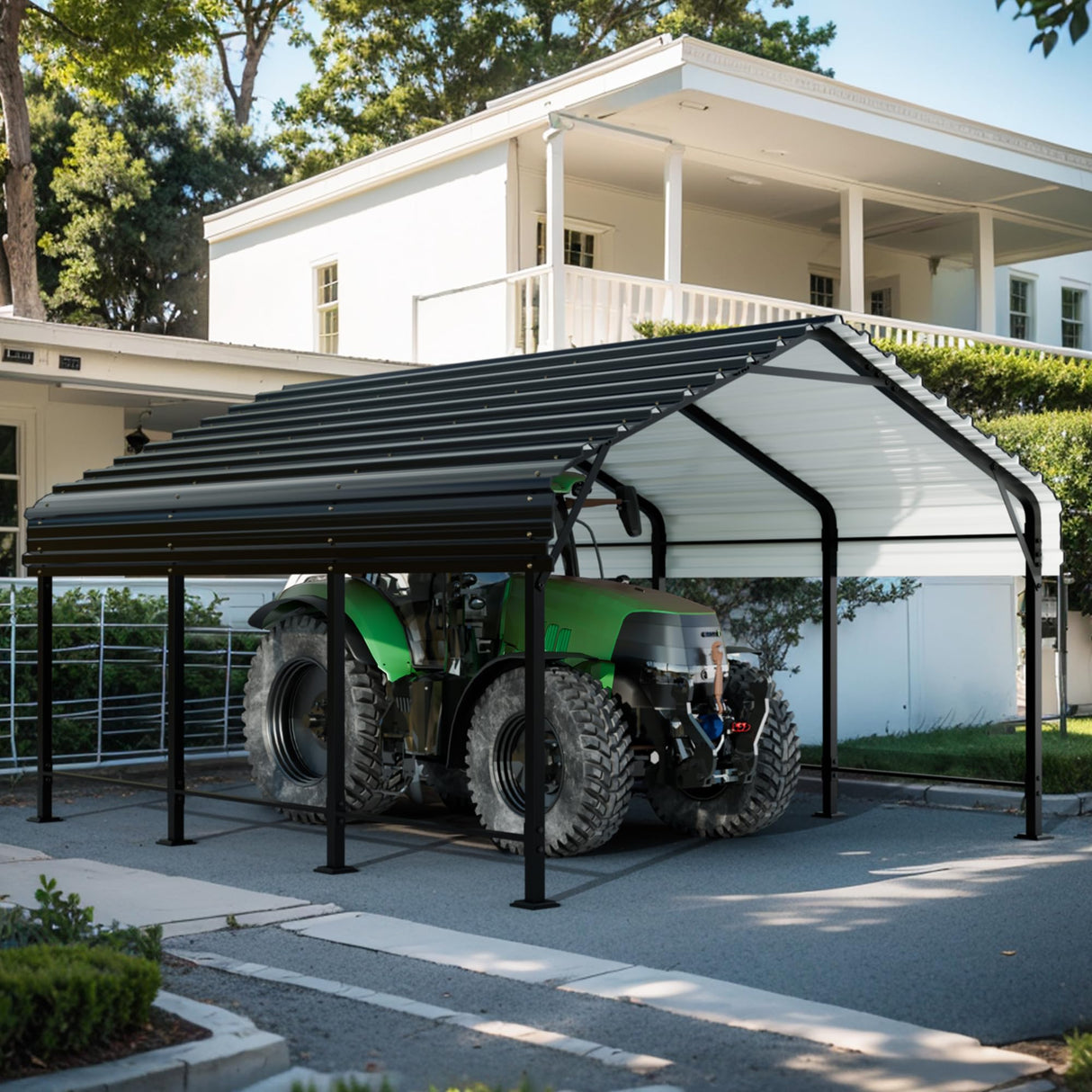 SUNLEI 12X15 FT Carport, Heavy Duty Carports Canopy with Galvanized Steel Roof and Frame, Metal Carportes Upgraded Extra Large Garage for Pickup, Boat, Car and Tractors SUNLEI