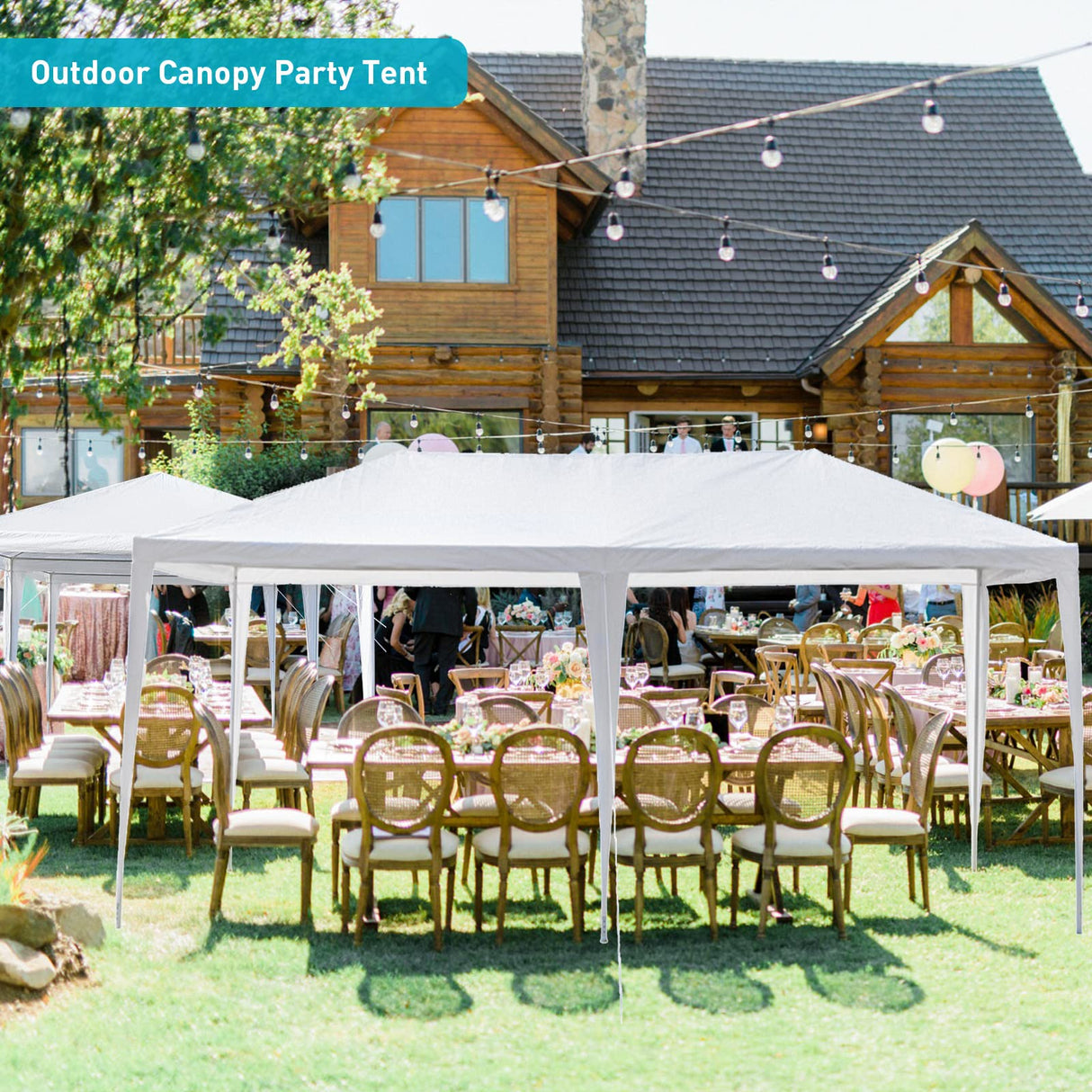 10'x20' Outdoor Party Tent, Large Tents for Parties, Wedding, Birthday, White Canopy Tent with 4 Removable Sidewalls & Transparent Windows, Outside Gazebo Event Tent for Backyard, Patio and Garden BNSPLY