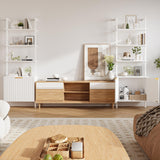 INNOD 74" Tall Bookshelf with Storage Cabinet, Modern Ladder Shelf with Wood and Metal Frame, Wall Mount Bookcase Open Display Shelf Furniture for Living Room, Bedroom, Home Office, White INNOD