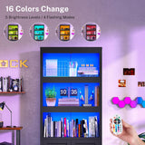 Book Shelf and Bookcase with Doors, 5-Tier Display Storage Cabinet with Adjustable Shelves, Open Compartments, Remote Control LED Lights, Tall cabinet for Bathroom Kitchen Living Room, Home Office TEENFON